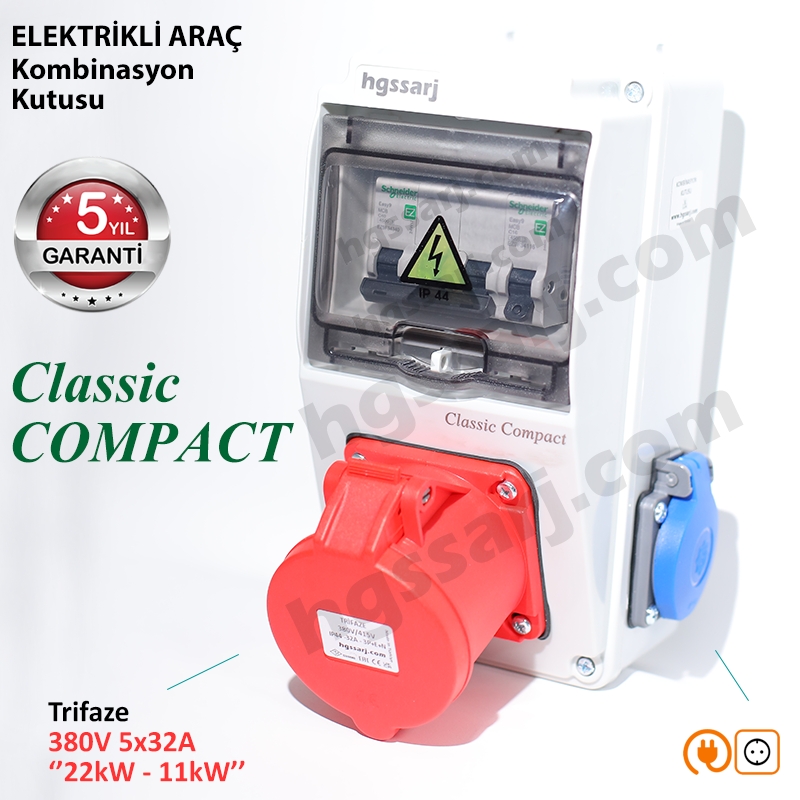 Classic%20COMPACT,%20Trifaze%20Elektrikli%20Araç%20Kombinasyon%20Kutusu%205x32A%20+%201x16A%20-%20Schneider%20Marka%20Sigorta%20Grubu%20-%205%20Yıl%20Garanti