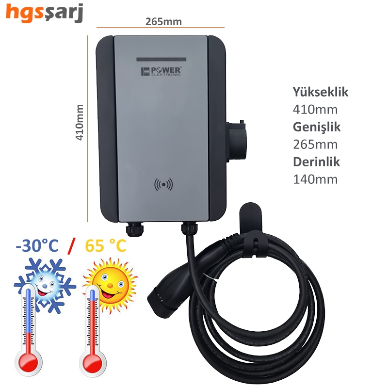 Power%20Elektronik%2022kW-11kW-7,4kW%20Elektrikli%20Araç%20Şarj%20İstasyonu%20-%205%20Metre%20Kablo%20-%20Duvar%20Tipi