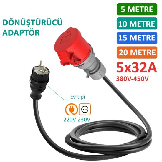 Hgsşarj, 5m Dönüştürücü Adaptör 380V  220V