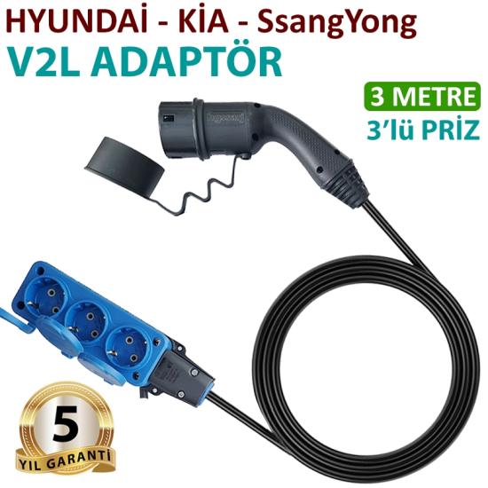 Hyundai, Kia, Ssangyong, V2L 3’lü Priz + Adaptör 