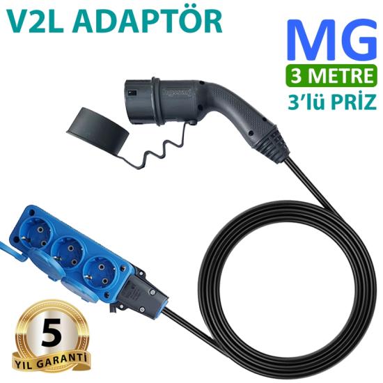 MG V2L 3’lü Priz + Adaptör, Elektrikli Aracınıza 220V