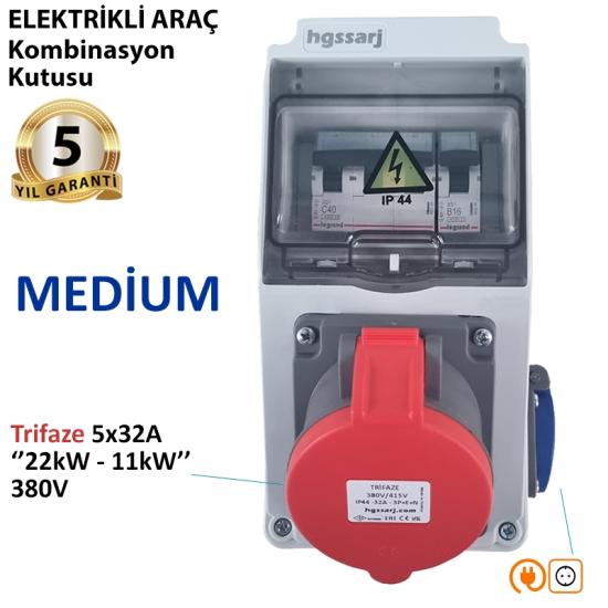 Elektrikli Araç Kombinasyon Kutusu MEDİUM 5x32A + 1x16A 22kW, 11kW